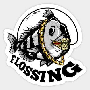 Flossing Sheepshead - Fish Art Sticker